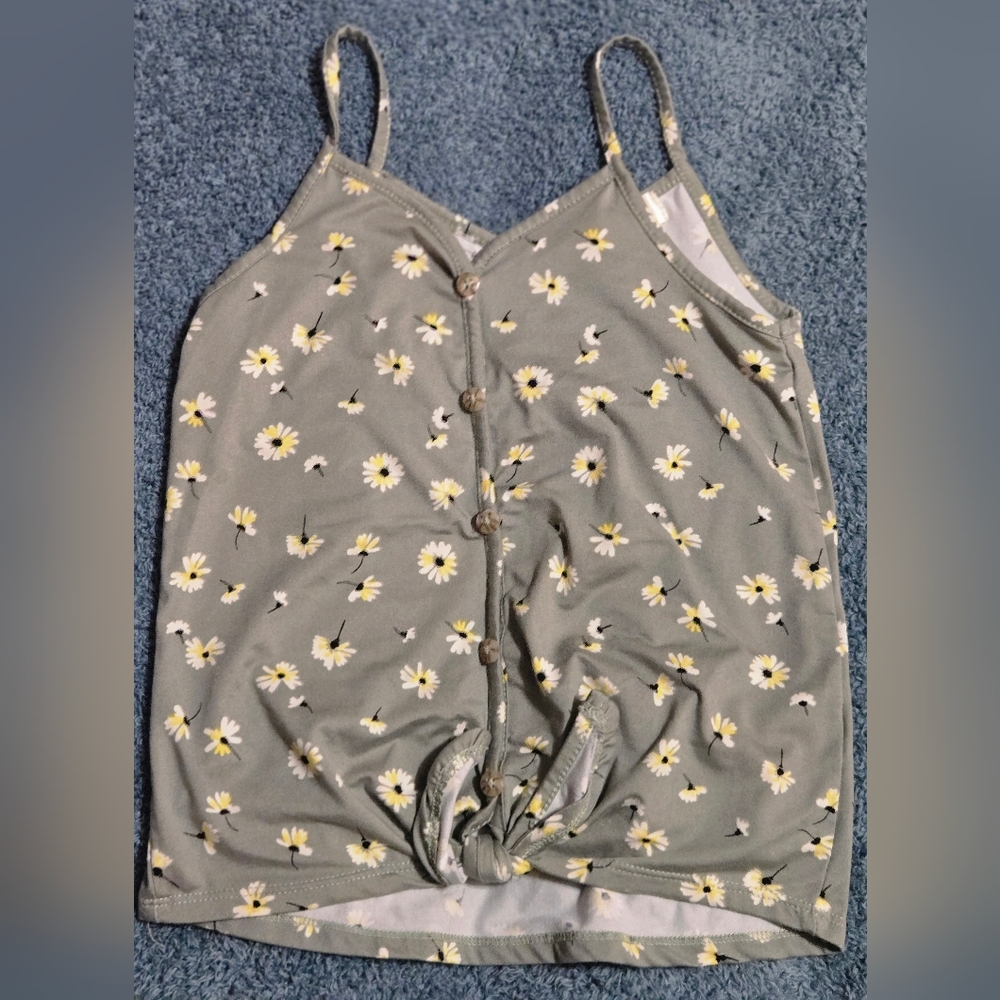 Love Glam Girl Chessie Tie Front Button Tank Girls Size S
